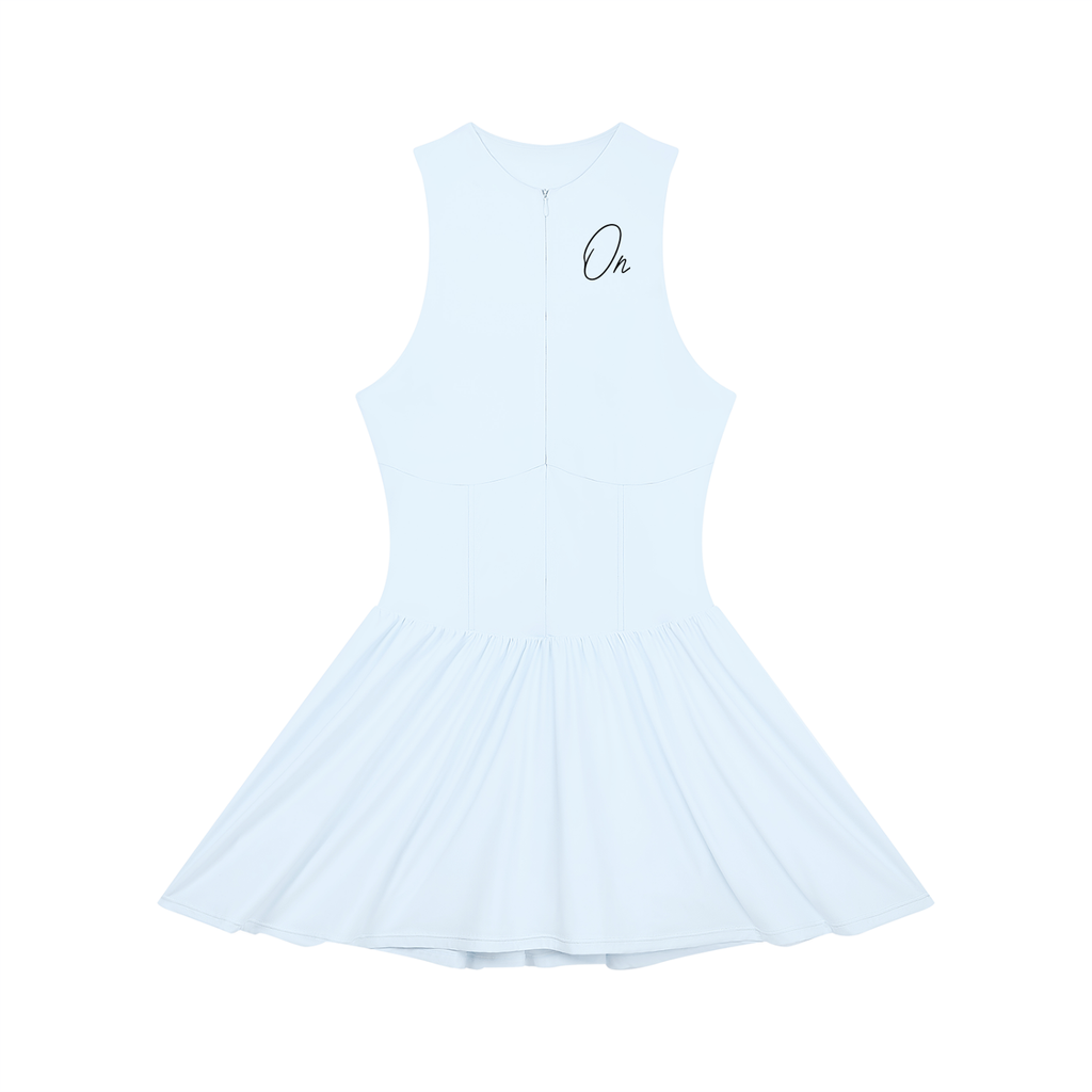 Ruched Sleeveless Full-Zip Dress