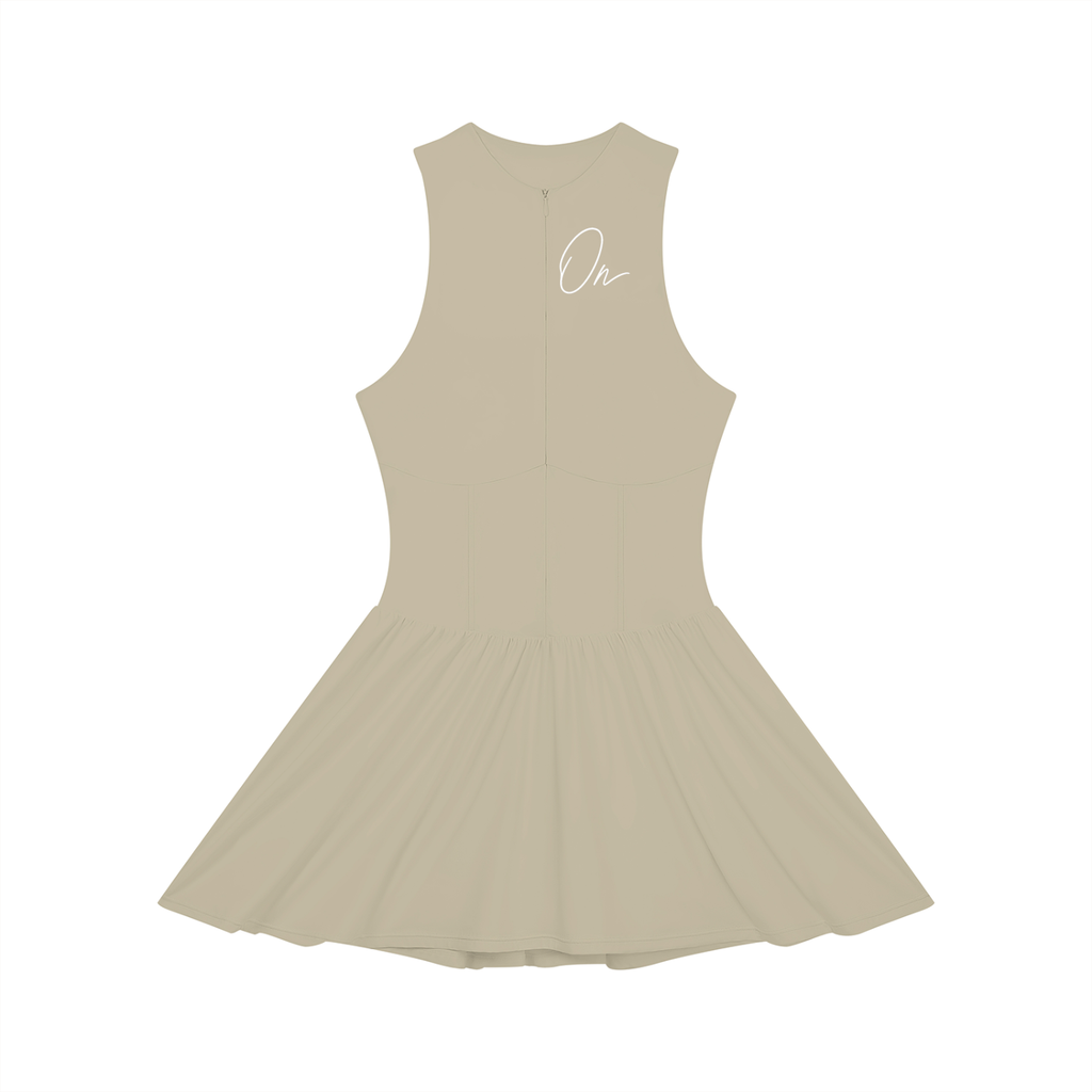 Ruched Sleeveless Full-Zip Dress