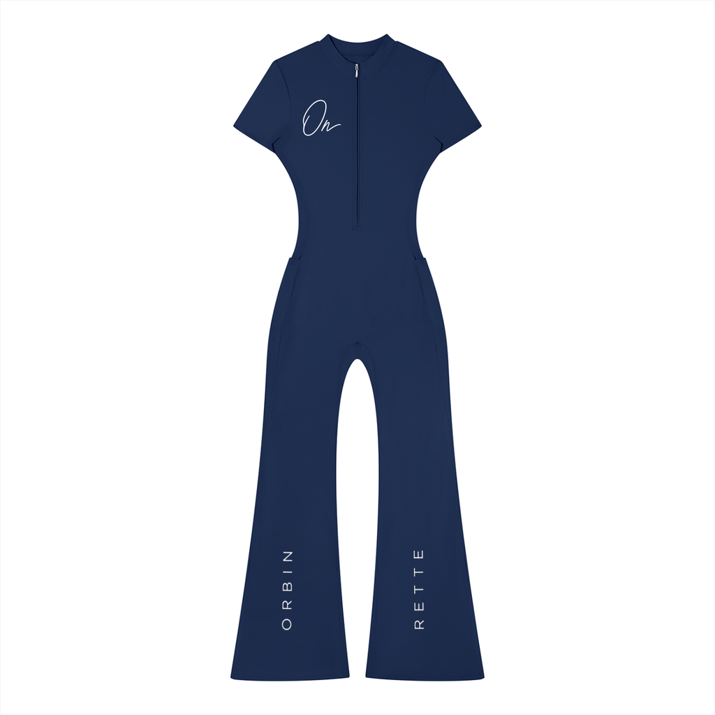 Tight Flared Leg Quarter-Zip Jumpsuit