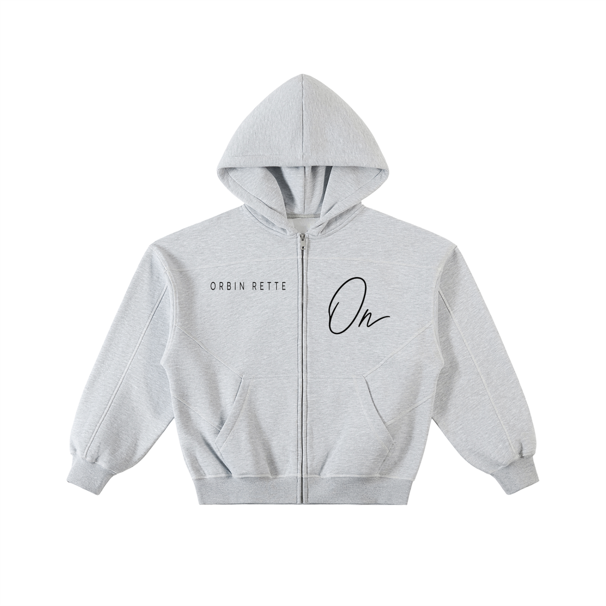 Contrast-Stitched Boxy Fleece Zip Hoodie