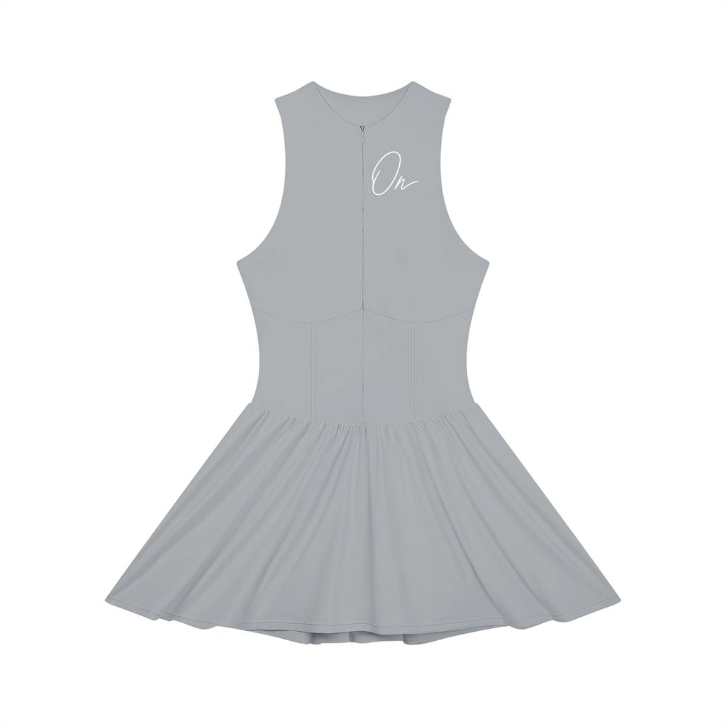 Ruched Sleeveless Full-Zip Dress