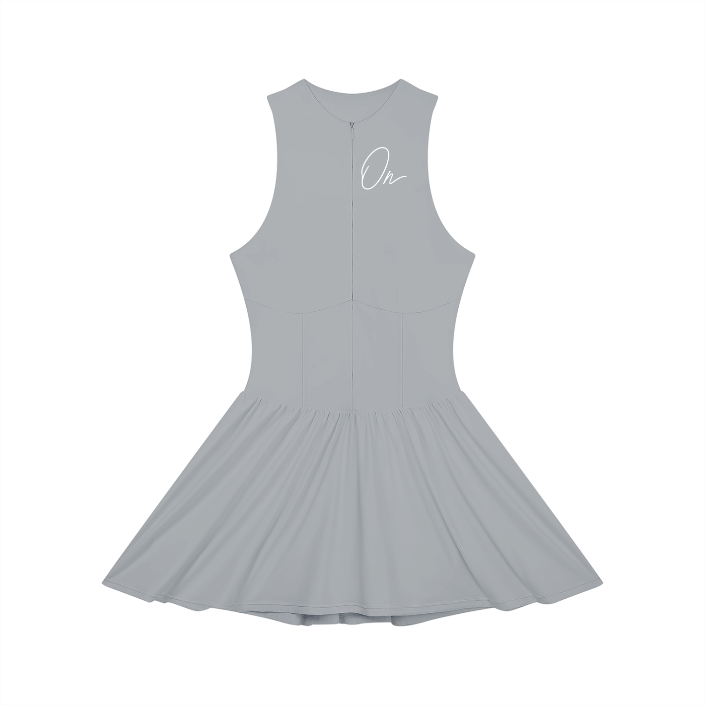 Ruched Sleeveless Full-Zip Dress