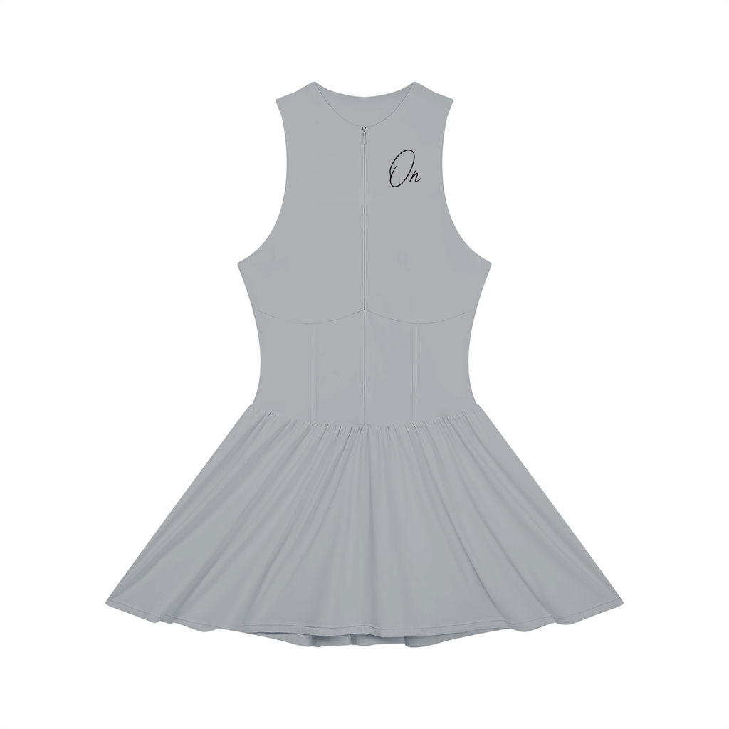 Ruched Sleeveless Full-Zip Dress