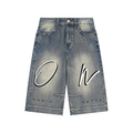 Vintage Wash Baggy Denim Shorts