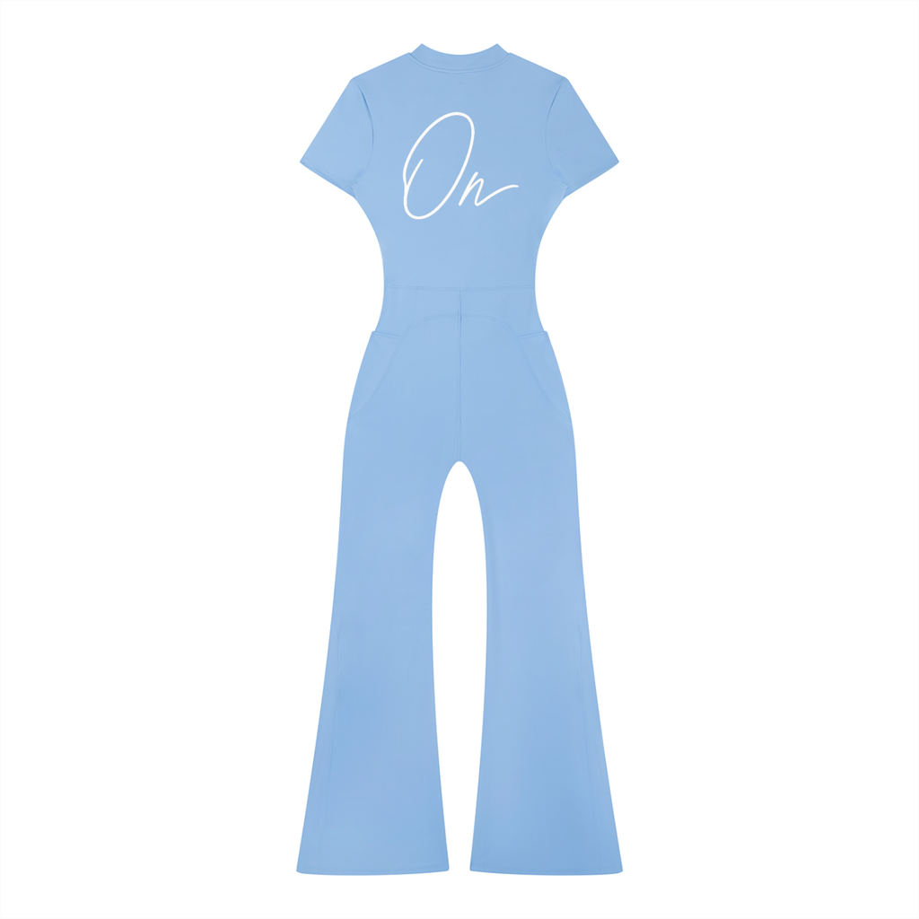 Tight Flared Leg Quarter-Zip Jumpsuit