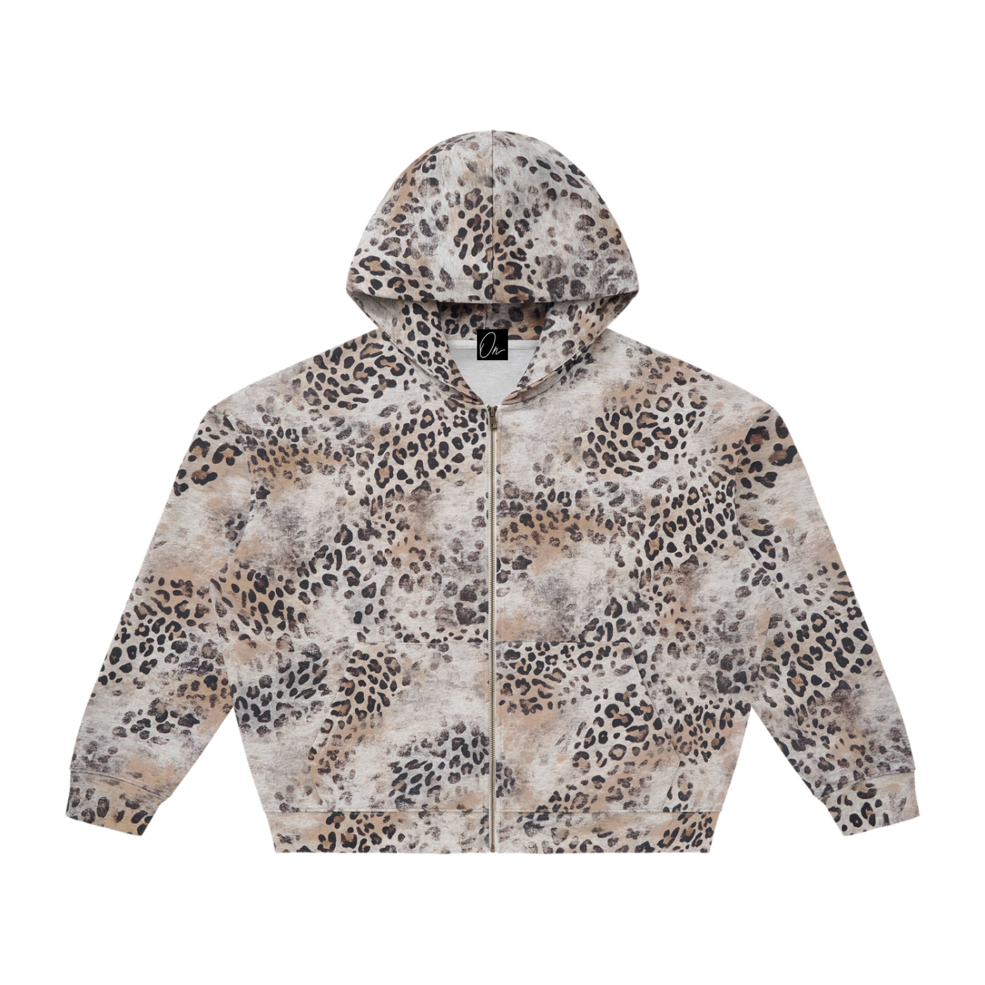 Vintage Wash Leopard Full Zip Hoodie