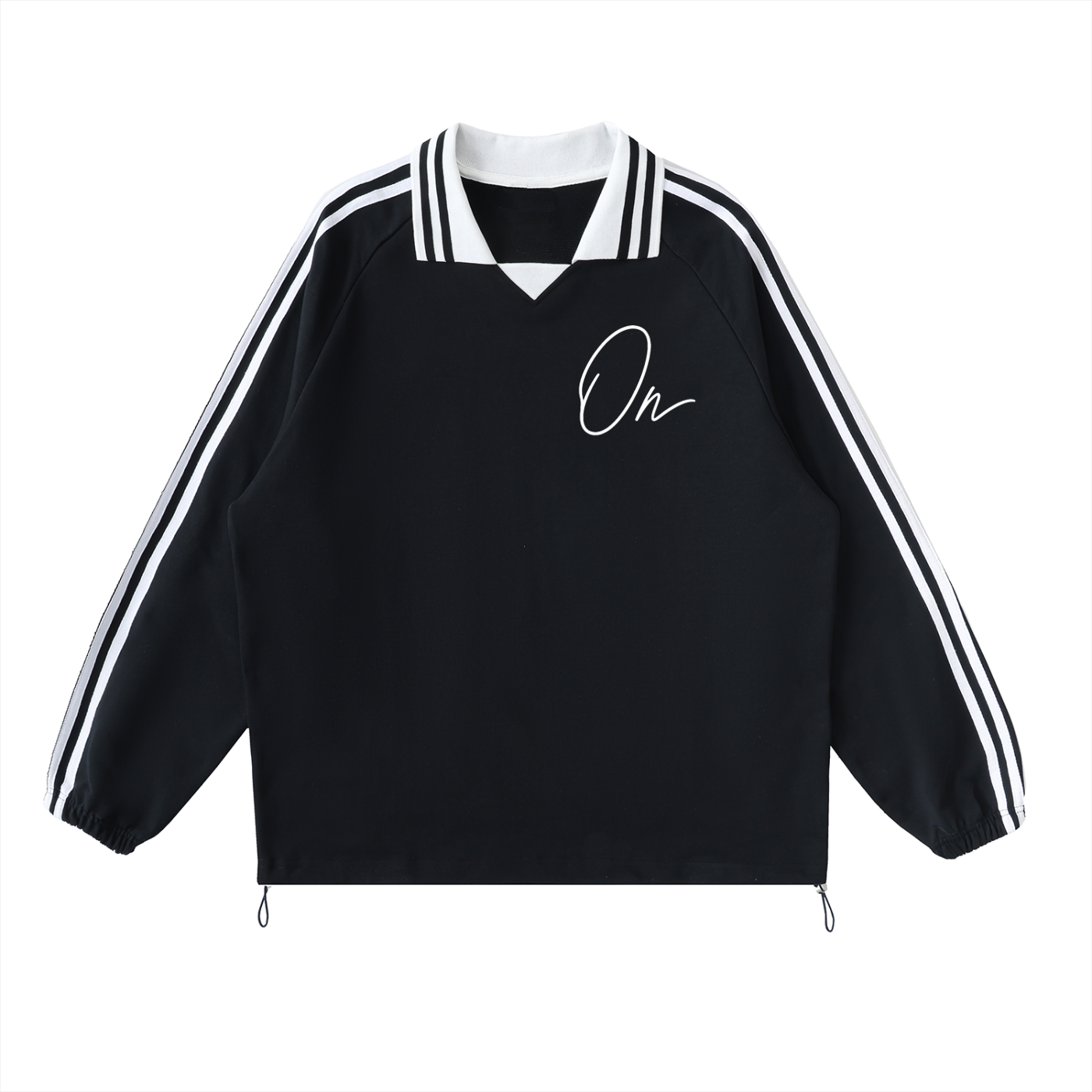Striped Lapel Collar Sweatshirt