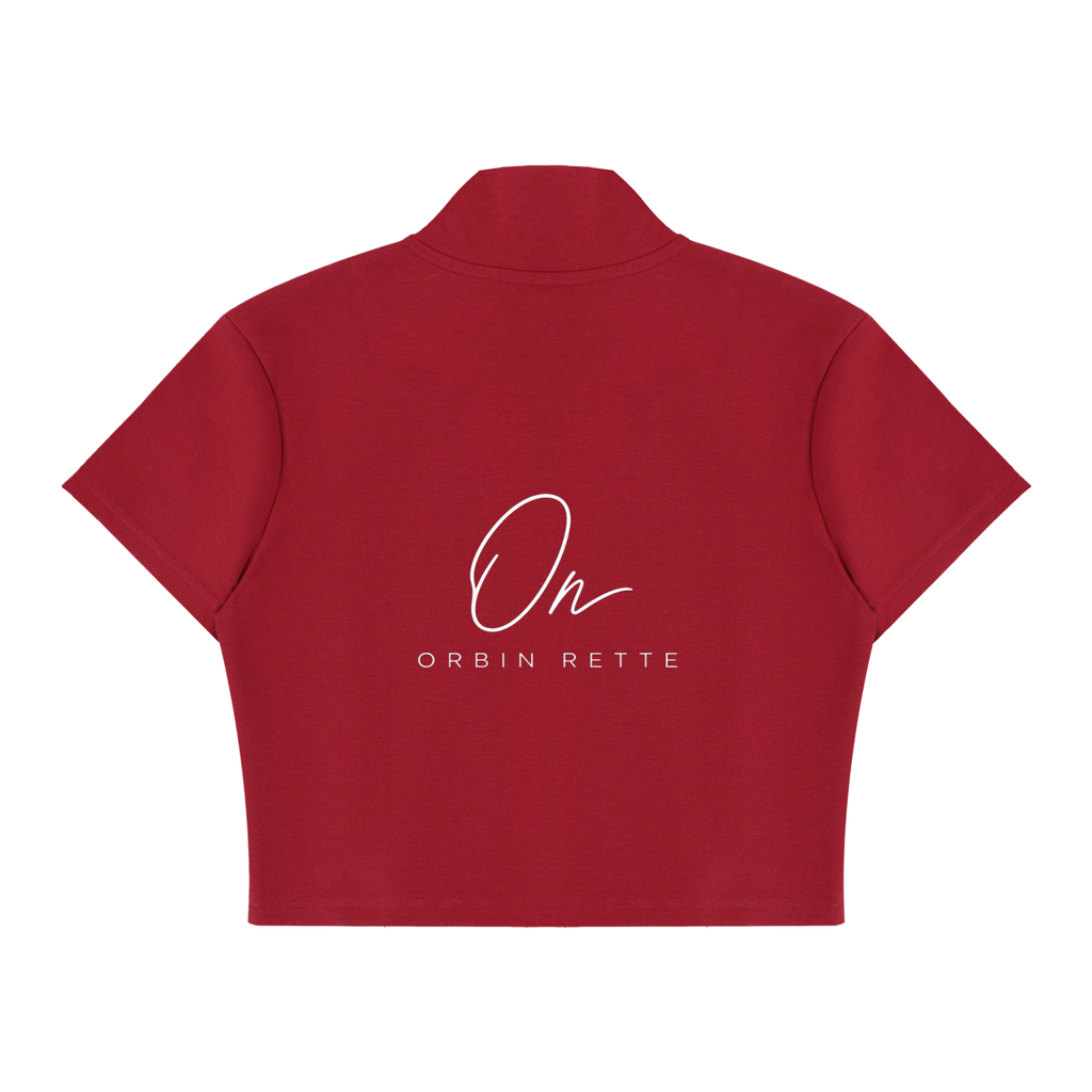 Cropped Full Zip Short Sleeve T-Shirt