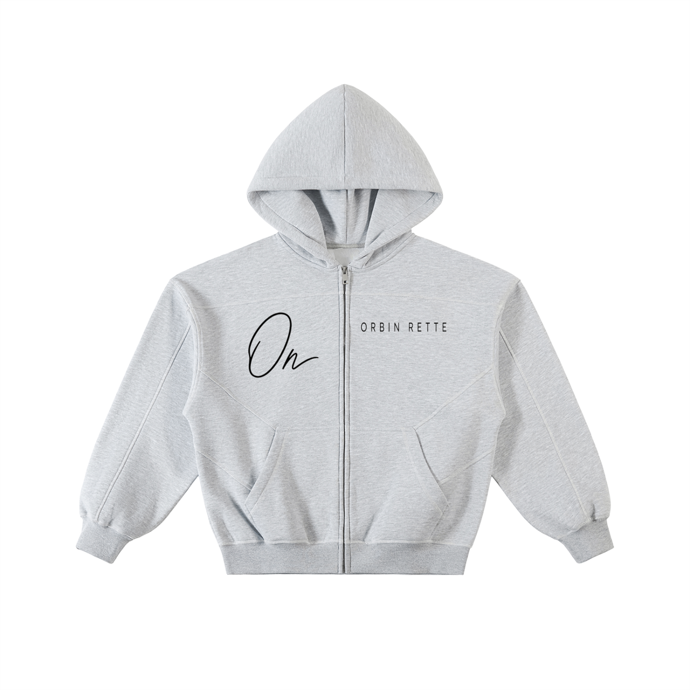 Contrast-Stitched Boxy Fleece Zip Hoodie