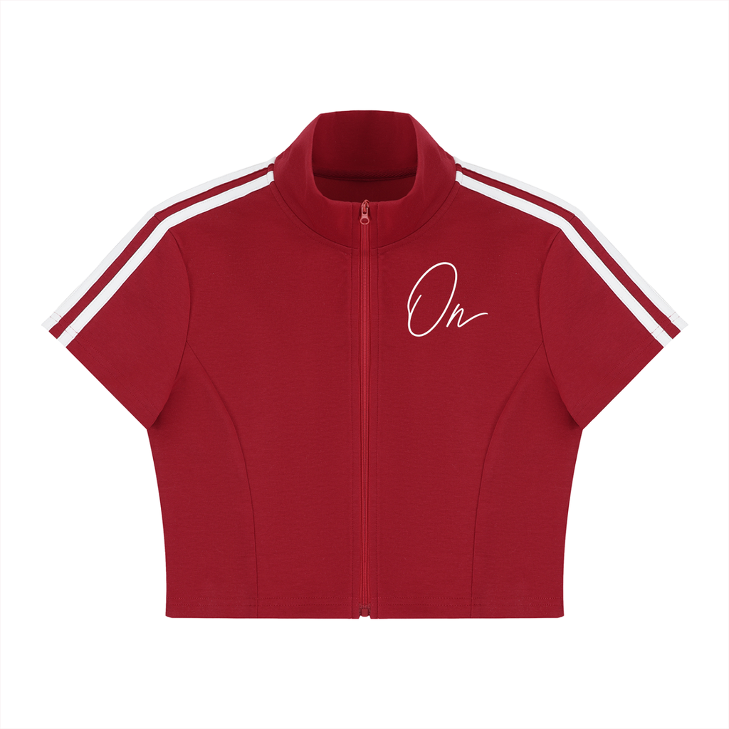 Cropped Full Zip Short Sleeve T-Shirt