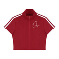 Cropped Full Zip Short Sleeve T-Shirt