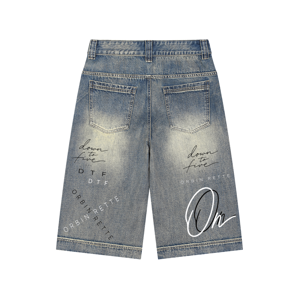 Vintage Wash Baggy Denim Shorts