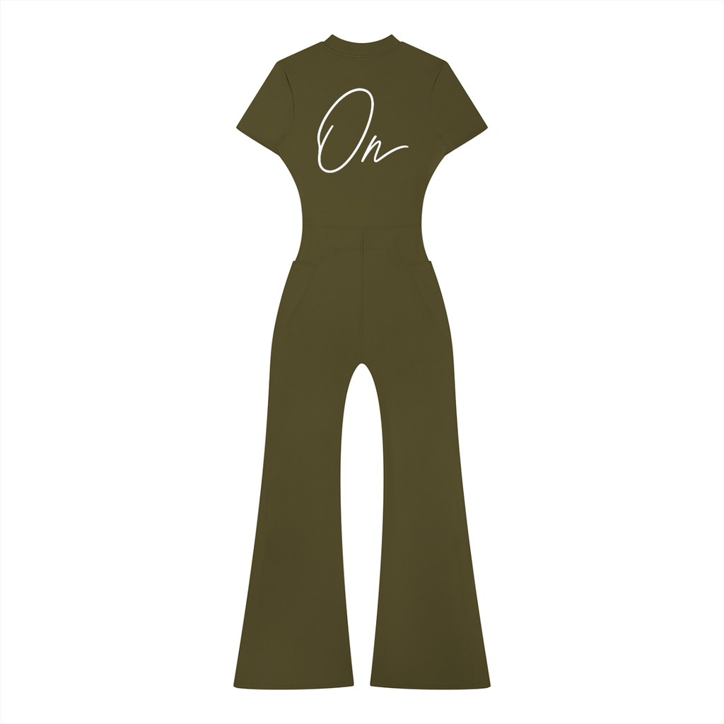 Tight Flared Leg Quarter-Zip Jumpsuit