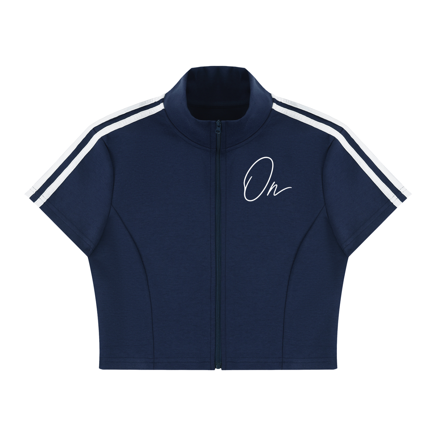 Cropped Full Zip Short Sleeve T-Shirt