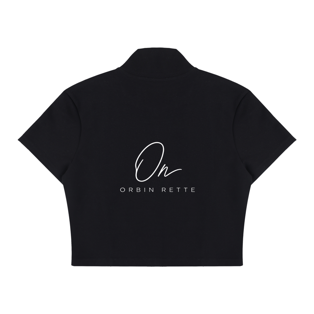 Cropped Full Zip Short Sleeve T-Shirt