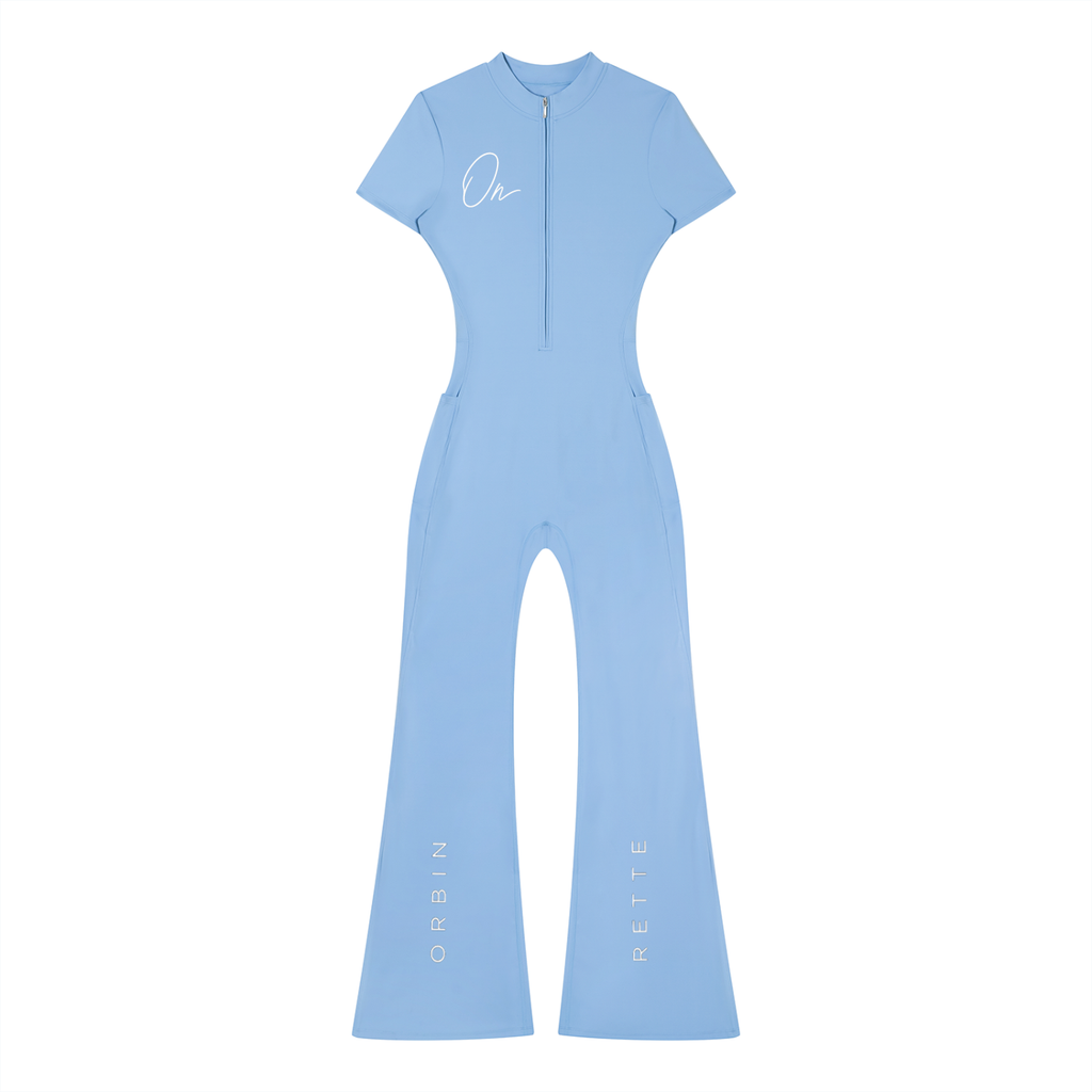 Tight Flared Leg Quarter-Zip Jumpsuit