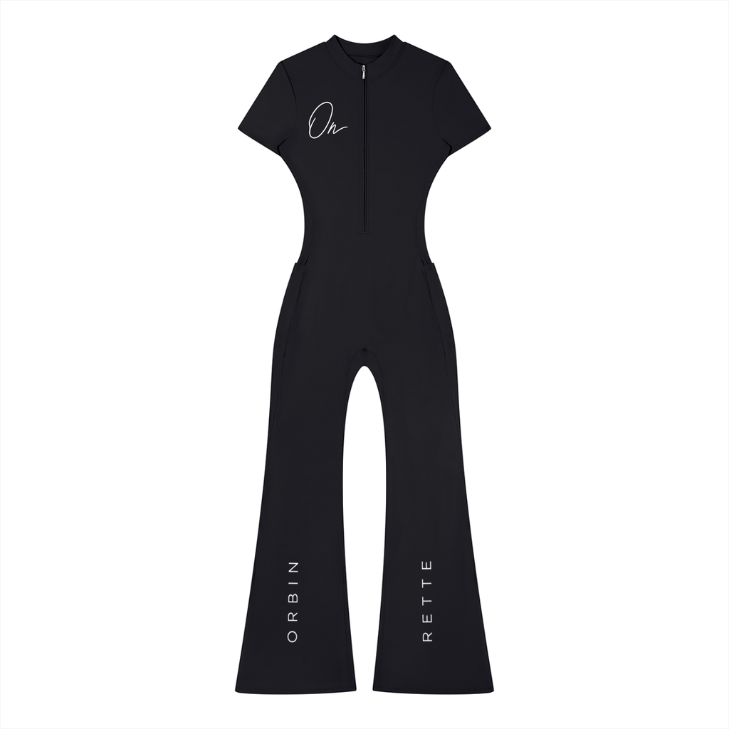 Tight Flared Leg Quarter-Zip Jumpsuit