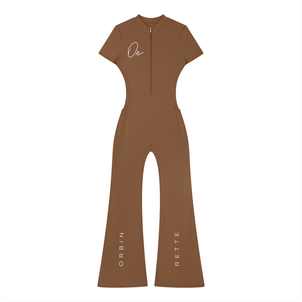 Tight Flared Leg Quarter-Zip Jumpsuit