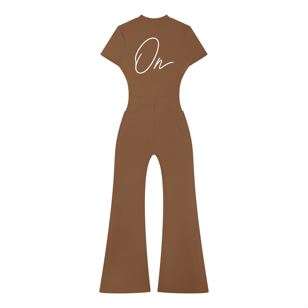 Tight Flared Leg Quarter-Zip Jumpsuit