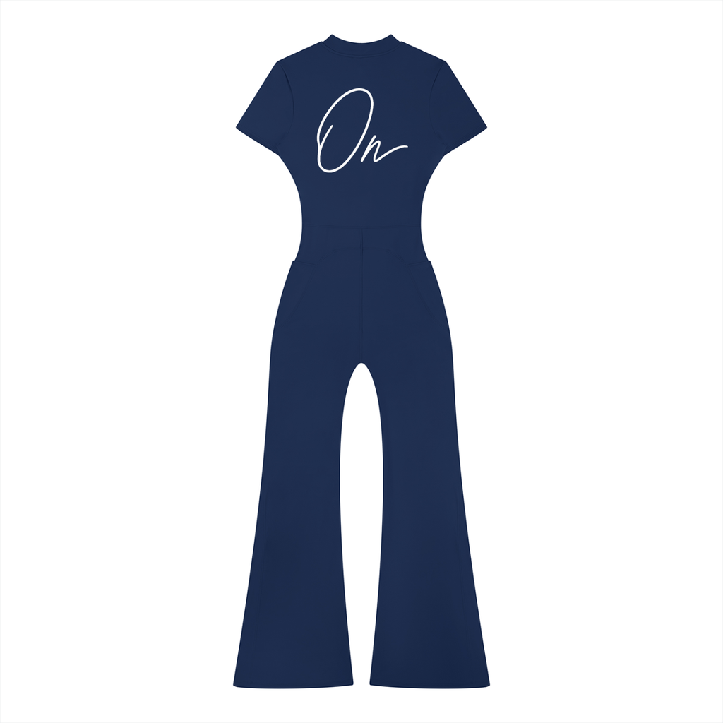 Tight Flared Leg Quarter-Zip Jumpsuit