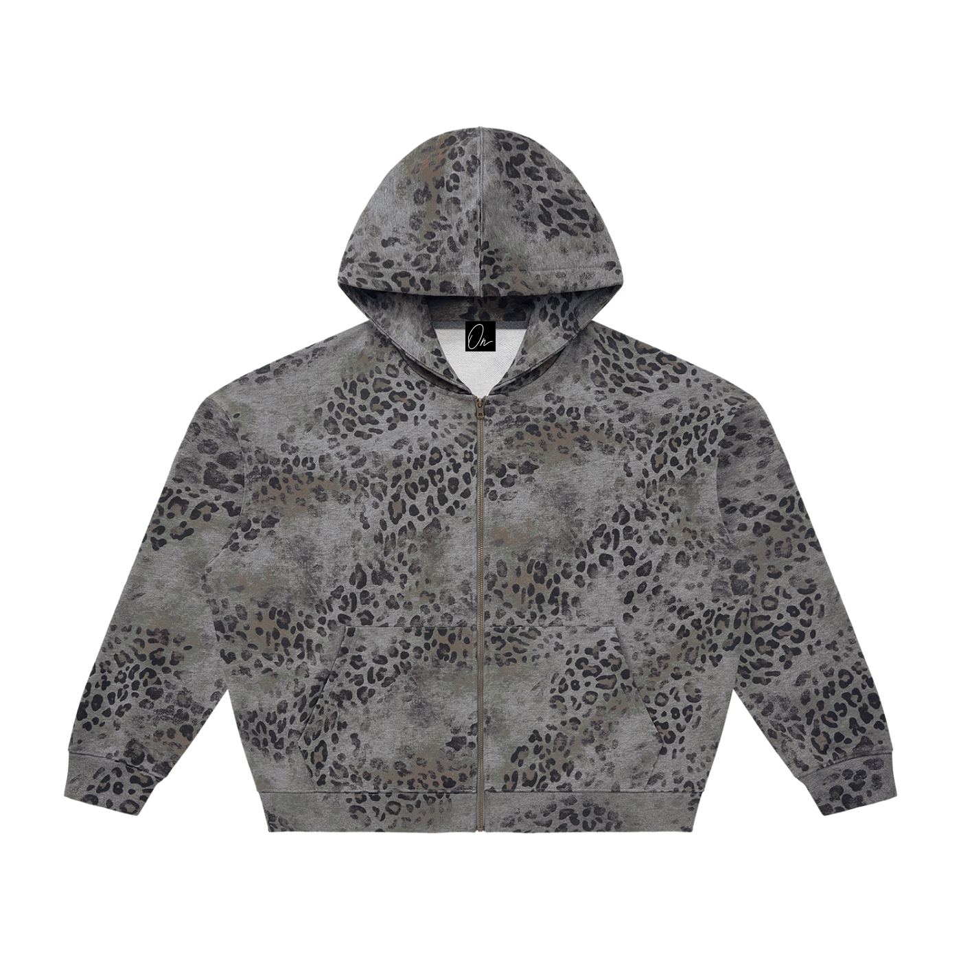 Vintage Wash Leopard Full Zip Hoodie