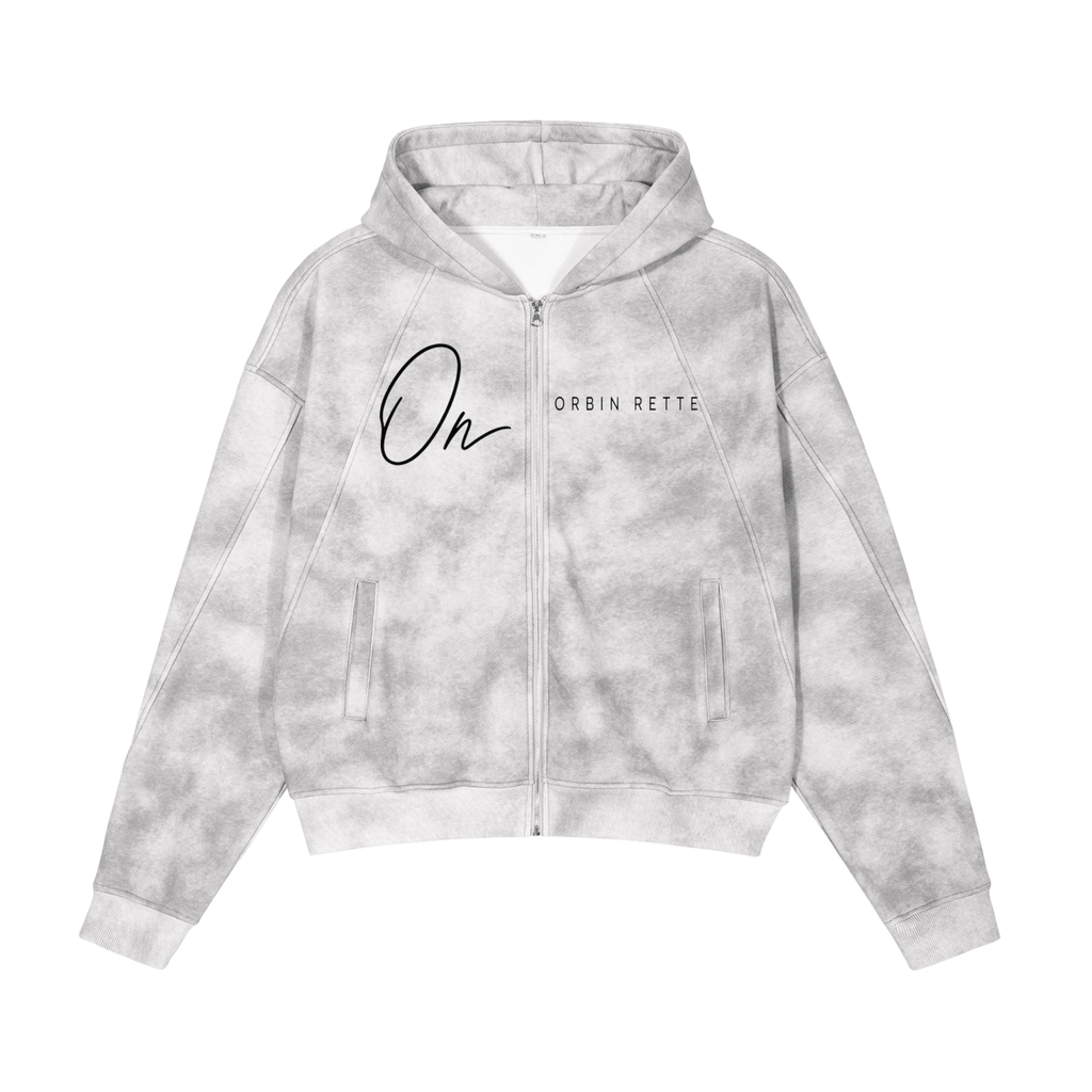 Dirty Washed Zip-Up Fleece Hoodie